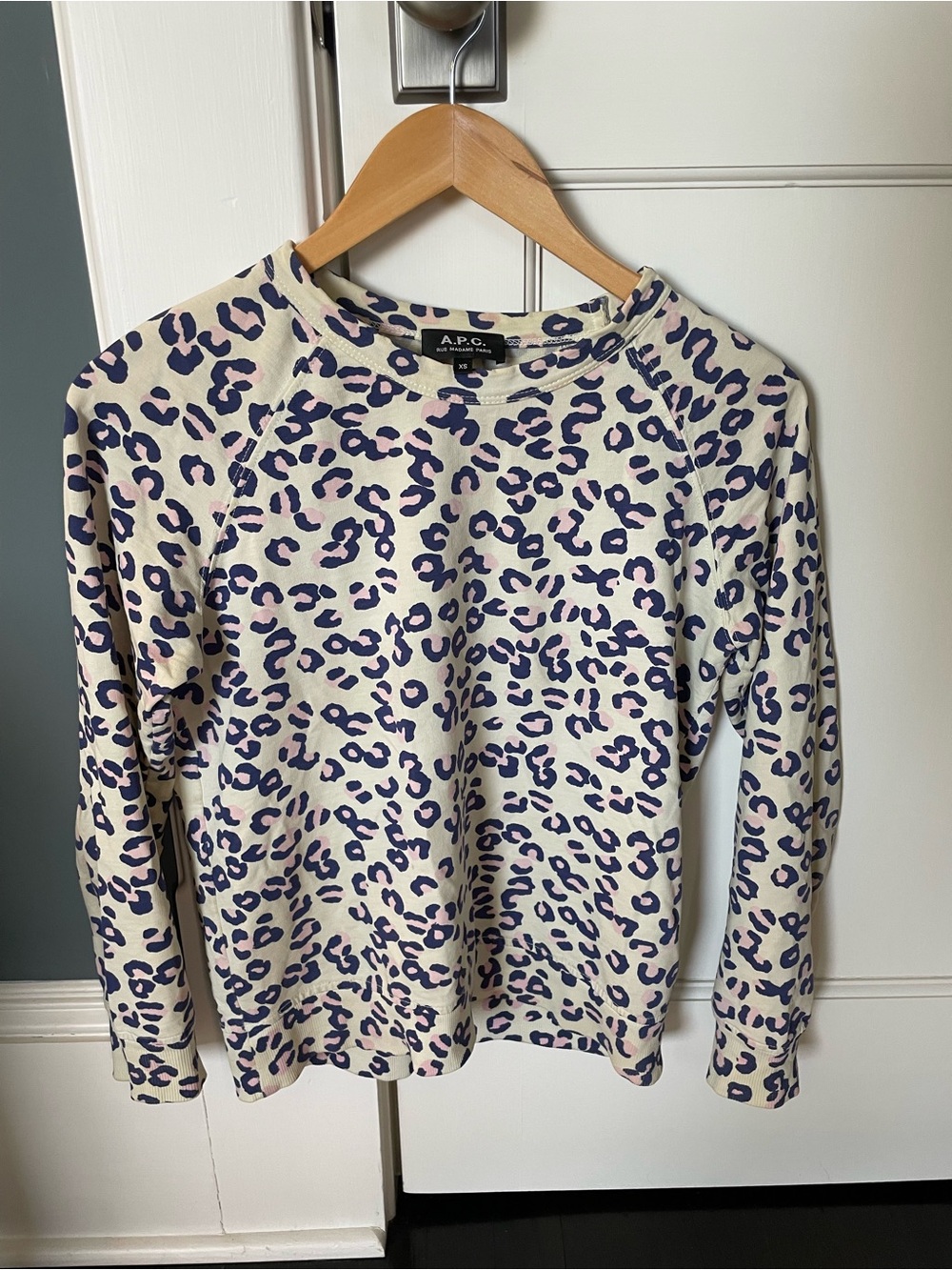 A.P.C. Cream Sweater with Purple Leopard Spots